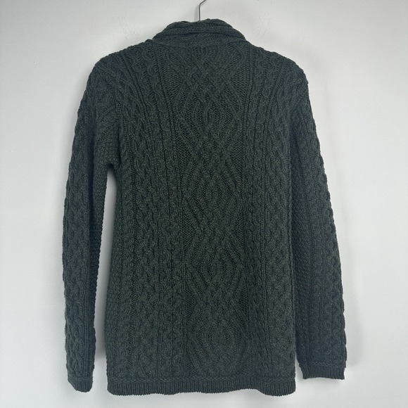 Aran Crafts Women's Cardigan Size Small Green Wool Ireland Cable Knit Fisherman - Picture 2 of 10